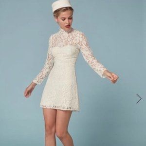 Reformation Celia White Lace Mini Dress